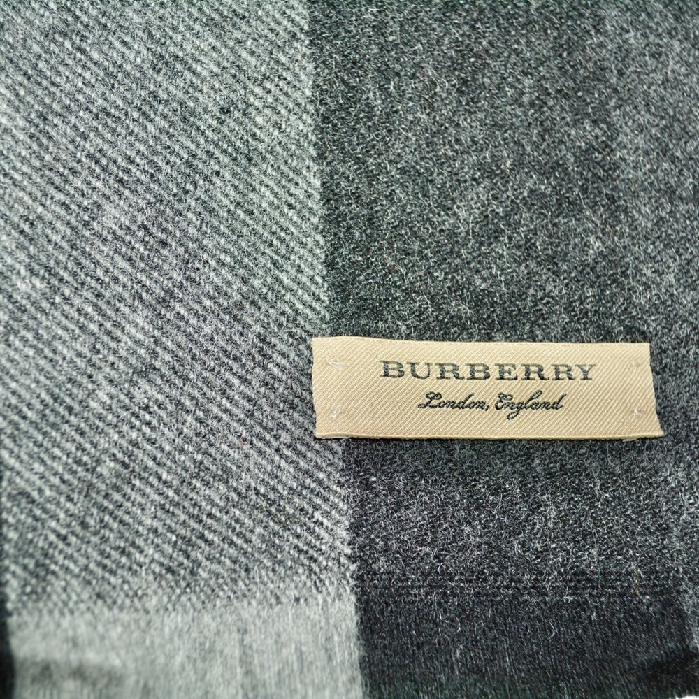 BURBERRY LASH FRINGE GIANT EXPLODED CHECK WOOL CASHMERE SCARF WRAP - Picture 6 of 9